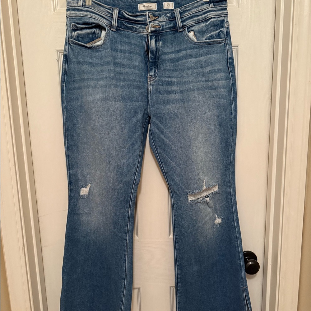 KanCan Kurvy Distressed Flare Jeans